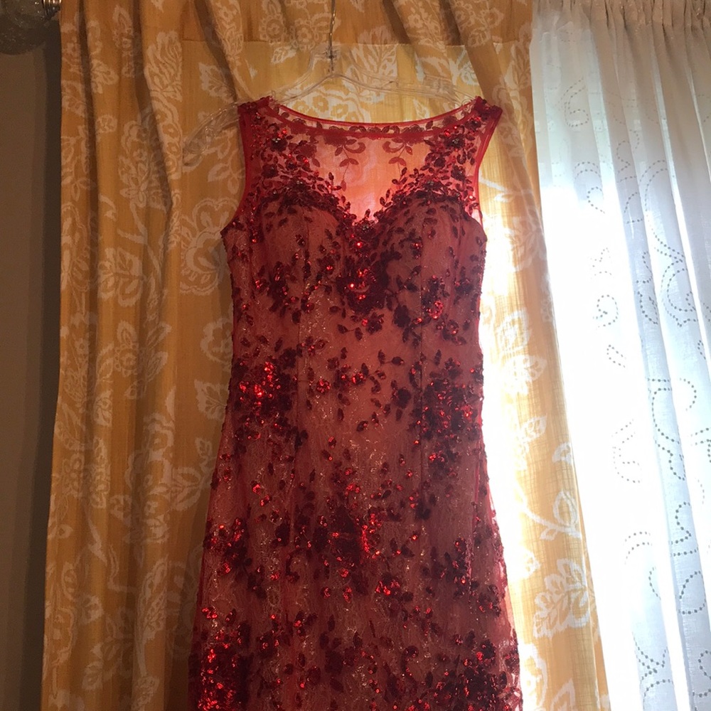 Red Sequined Mermaid Style Dress